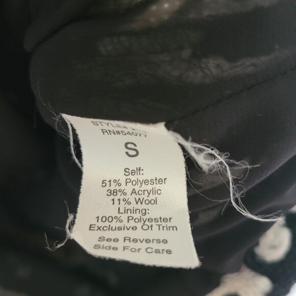 cabi Size S Houndstooth Print Knit Full Zip Fringe Edge Sheath Vest - Picture 7 of 9